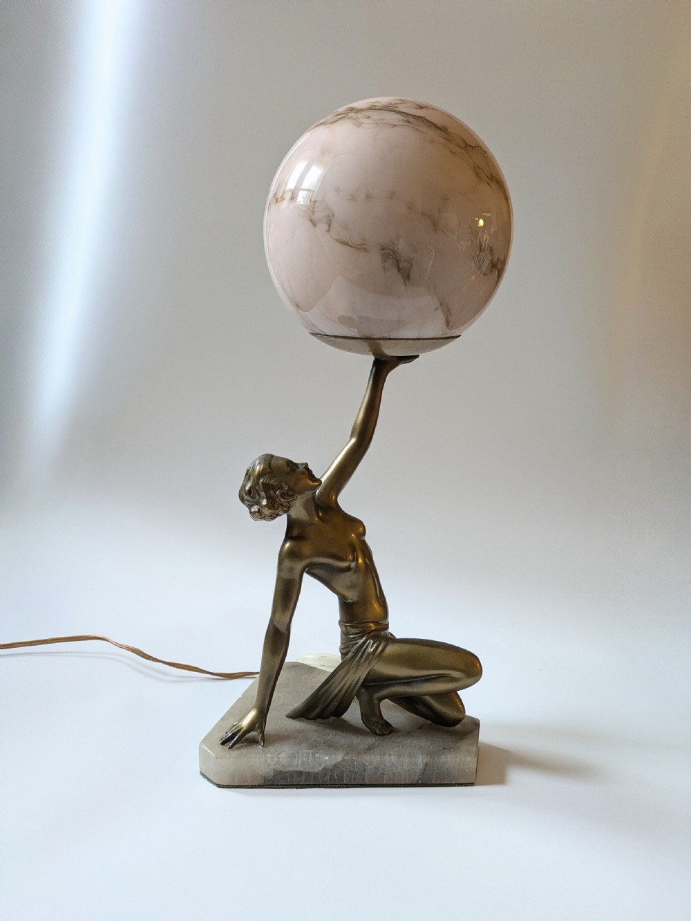 Beautiful Original Art Deco Nude Lady Lamp, England, c1930 View X