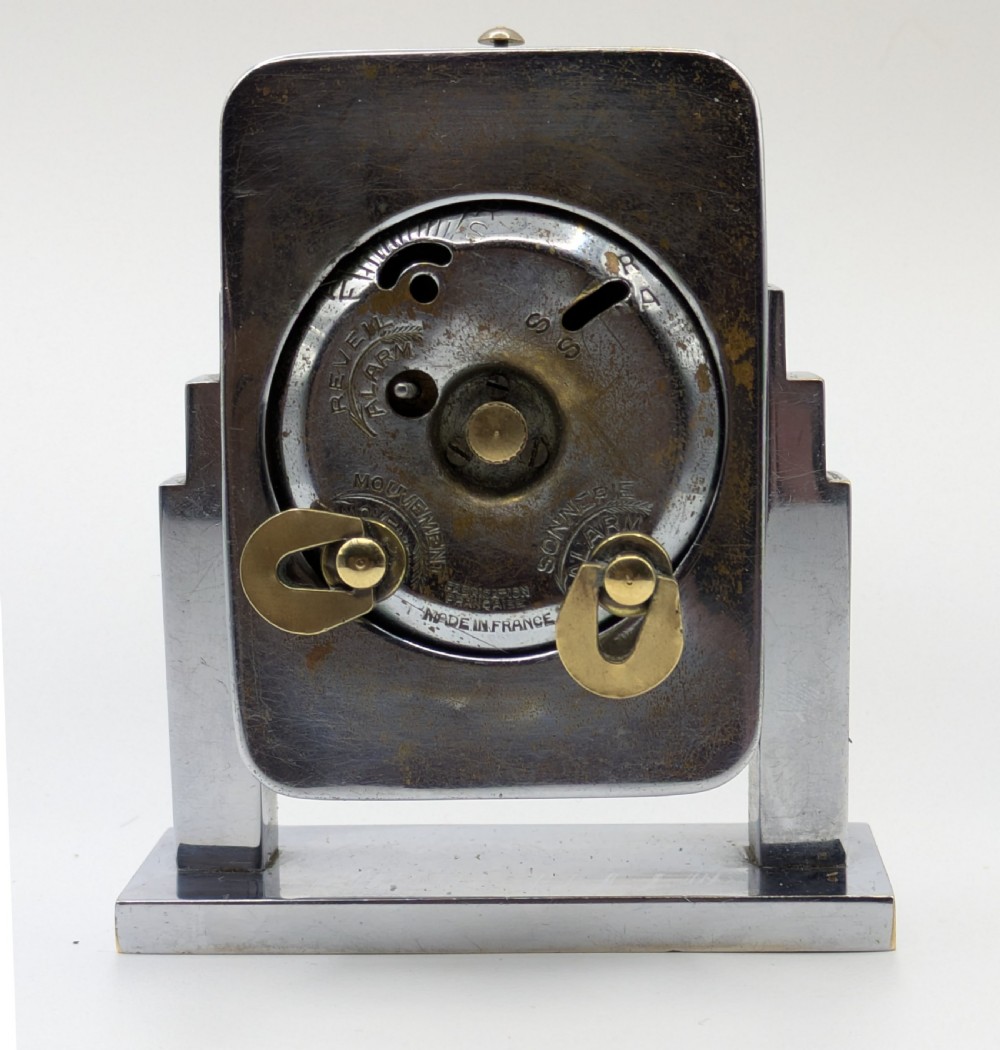  Art Deco Skyscraper Chrome Alarm Clock By DEP, French, 1930s View VI