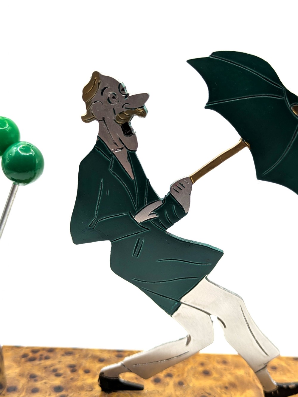 Art Deco Comical Man with Umbrella Cocktail Sticks By Sudre .c1930 View VI