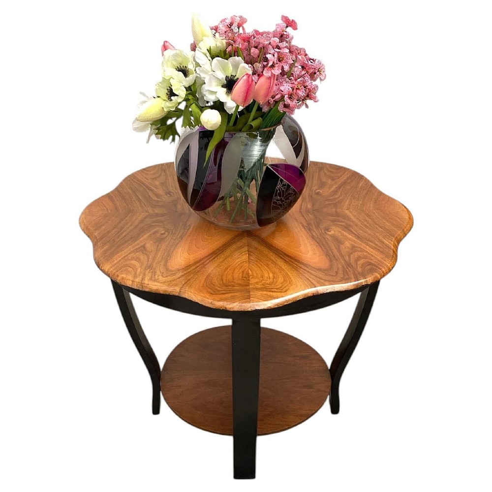 Art Deco Two Tier Figured Walnut Coffee Table, English, c1930
