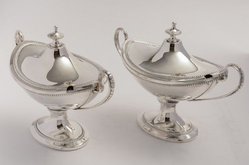 A Good Pair of Sheffield Plate Sauce Tureens
