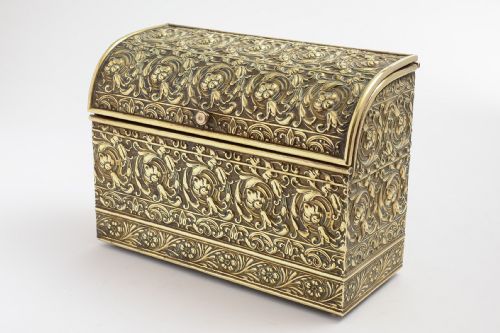 Lovely Victorian Thick Gage Brass Letter/document Box