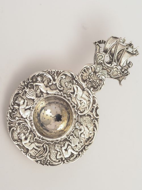 Dutch Silver Embossed Tea Strainer