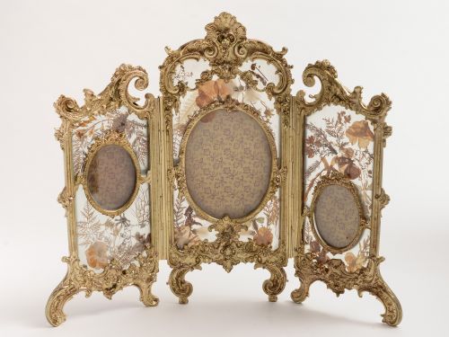 19th C Austrian Brass Tri-photo Frame