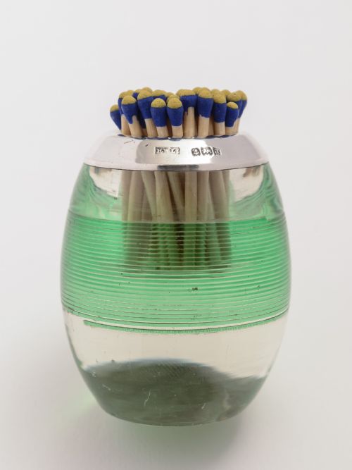 Victorian Silver Topped, Green Glass Threaded Match Striker