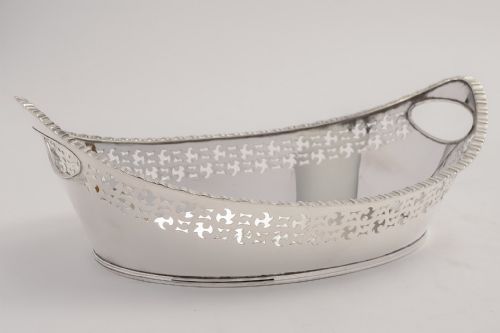 Late Victorian Silver Plated Bread Basket with Embossed Edging, Circa 1890