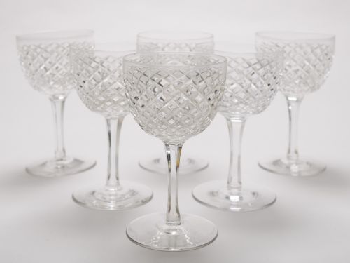 Set of 6 Edwardian English Cut Crystal Drinking Glasses, Circa 1905