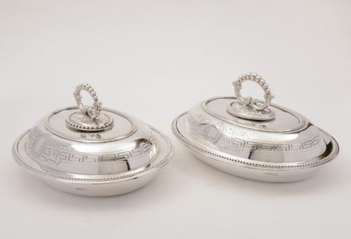 A Matched Pair of Victorian Silver Plated Entrée Dishes by Hukin & Heath, Circa 1890