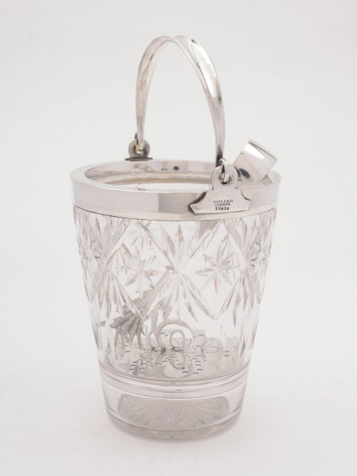 Maple & Co Cut Glass and Silver Plated Ice Bucket, Circa 1920