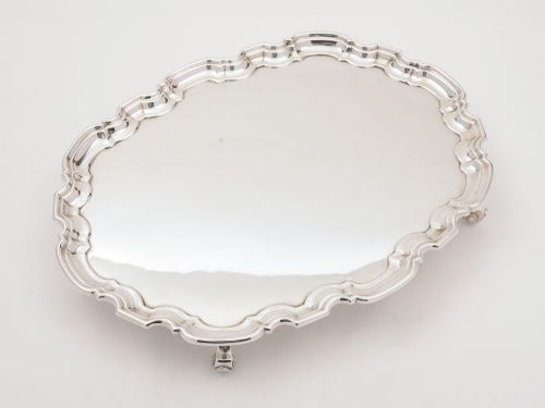 Edwardian Silver Plated Oval Shaped Salver/tray, C.1910
