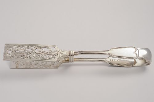 Pair of Victorian Silver Plated Serving Tongs, C. 1890
