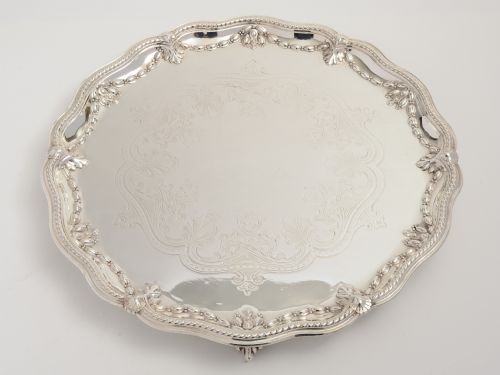 Large Victorian Silver Plated Elkington Salver, Dated 1873