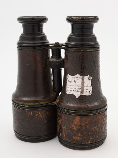 Large Pair of 19th Century Binoculars with Nz Railway Connection