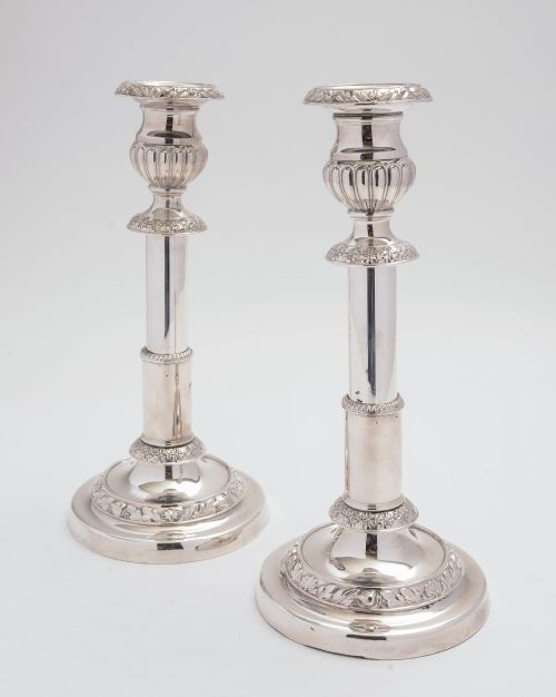 Pair of Silver Plated Telescopic Candlesticks, Circa 1870