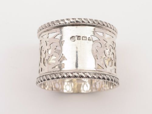 Silver Napkin Ring with Pierced Decoration, Hallmarked Birmingham 1900