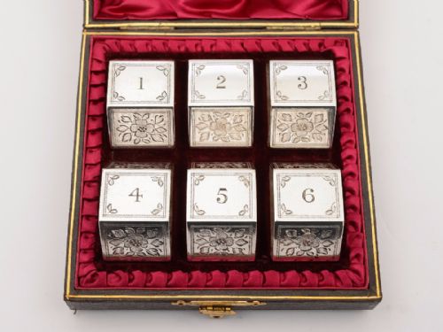 Cased Set of 6 Victorian Engraved Napkin Rings, Circa 1890