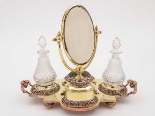 Edwardian Brass Dressing Table Set, Circa 1900