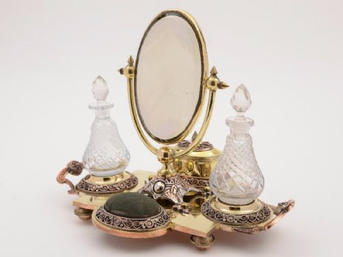 fig 1. Edwardian Brass Dressing Table Set, Circa 1900
