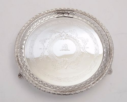 English Victorian Pierced and Engraved Salver, Circa 1870