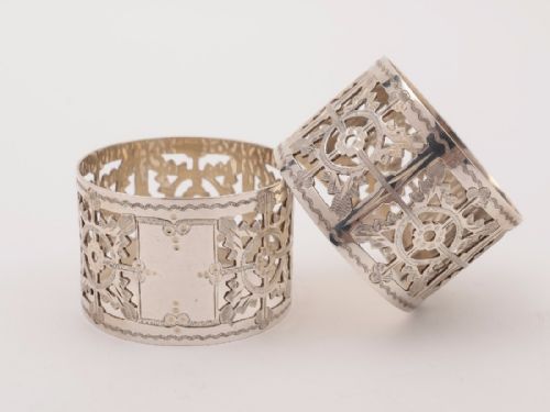 fig 1. Cased Pair of Victorian Silver Napkin Rings, 1896