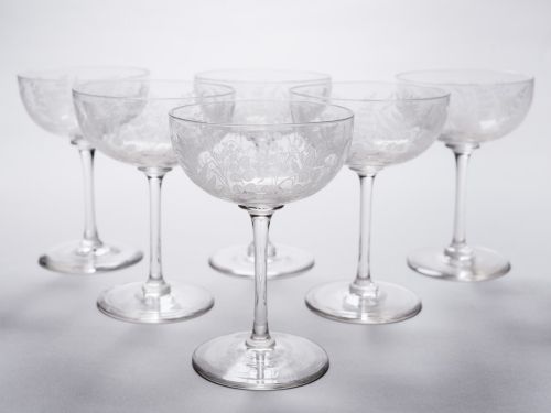 Set of 6 Victorian Champagne Glasses, Circa 1890