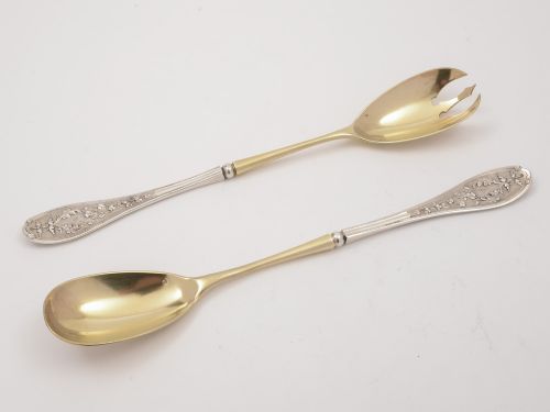 French Silver Salad Servers, Circa 1900