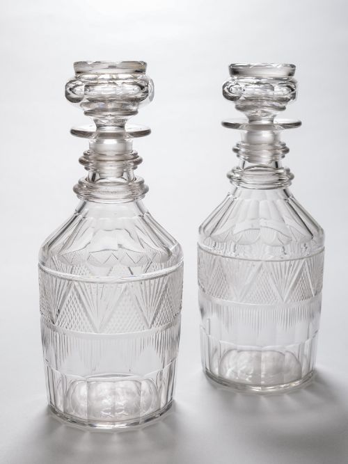 A Pair of Georgian Cut Glass Decanters, Circa 1820