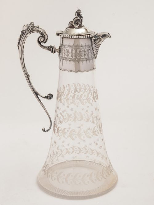Victorian Etched Claret Jug, Circa 1870