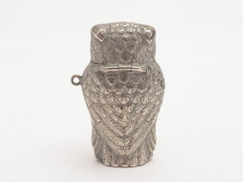 fig 1. Novelty Victorian Owl Vesta, Circa 1890