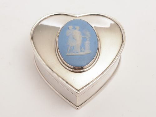 Edwardian Silver Heart Shaped Trinket Box, Chester 1904
