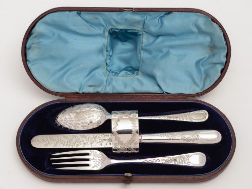 fig 1. Victorian Cased Christening Set, Circa 1890