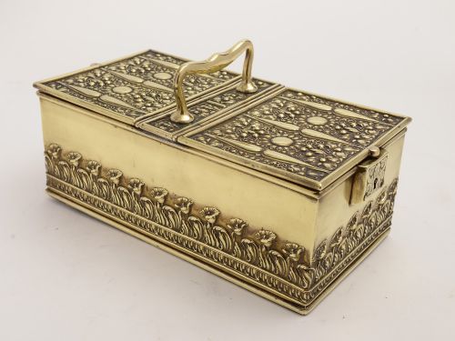 Victorian English Brass Art Nouveau Cigar Box, Circa 1890