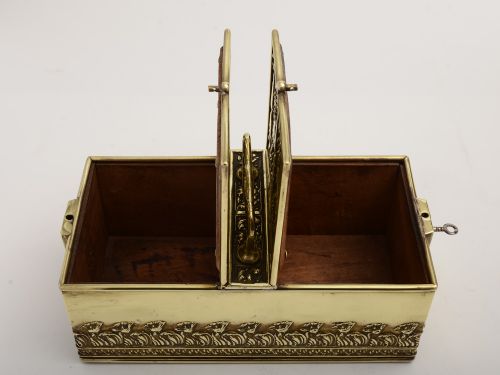 fig 1. Victorian English Brass Art Nouveau Cigar Box, Circa 1890