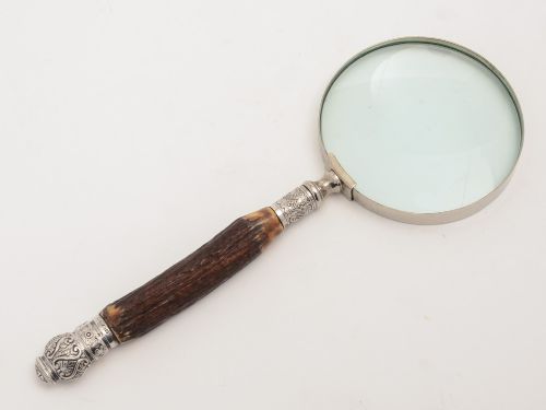 Victorian Antler Handled Magnifying Glass, Circa 1889