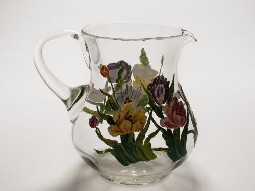 fig 1. Hand Painted Water Jug & Glass Set, Circa 1930