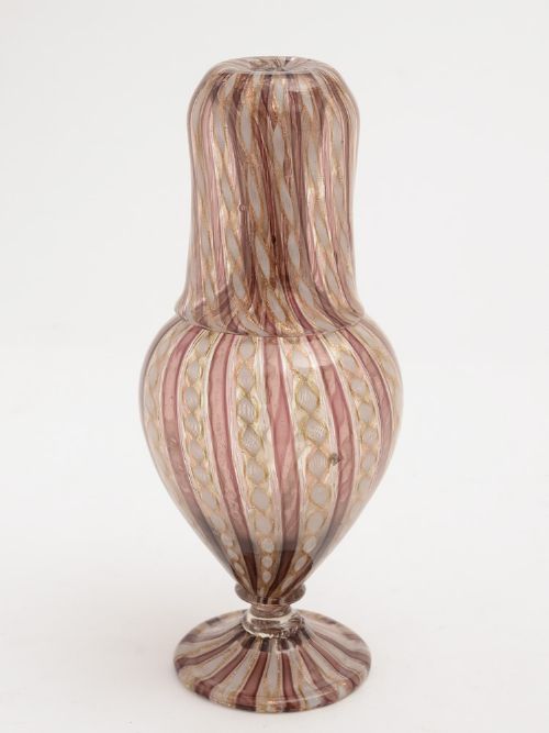 fig 1. Purple Venetian Revival Carafe with Tumbler, Circa 1880
