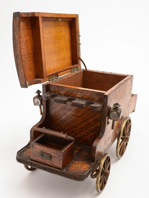 fig 1. Victorian Oak Smokers Companion Wagon, Circa 1880
