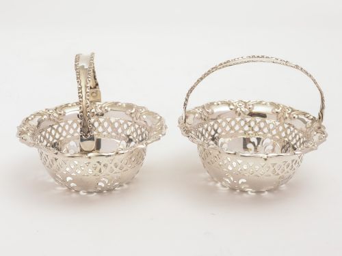 fig 1. Pair of Edwardian Silver Baskets, Birmingham 1903