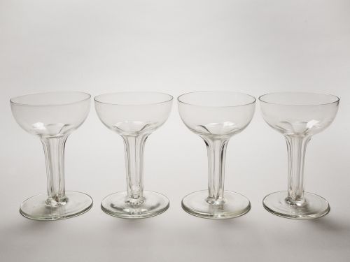 Set of 4 Edwardian Hollow Stem Champagnes, Circa 1900