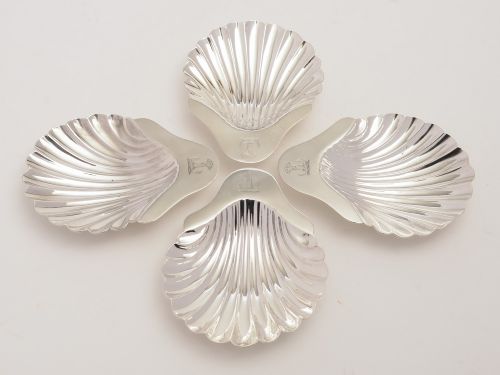 Set of 4 Edwardian Butter Shells, Circa 1900