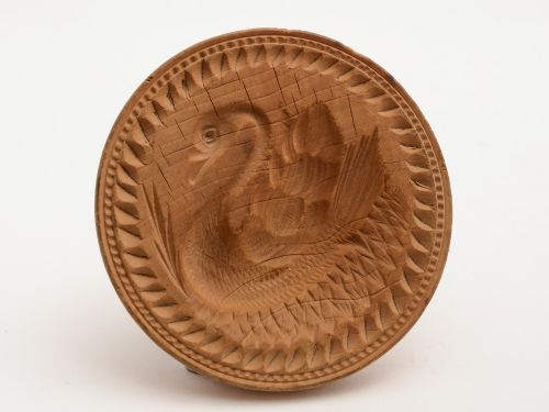 Victorian Pine Swan Butter Stamp, Circa 1890