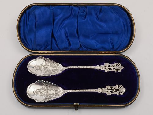 Pair of Victorian Silver Plated Preserve Spoons