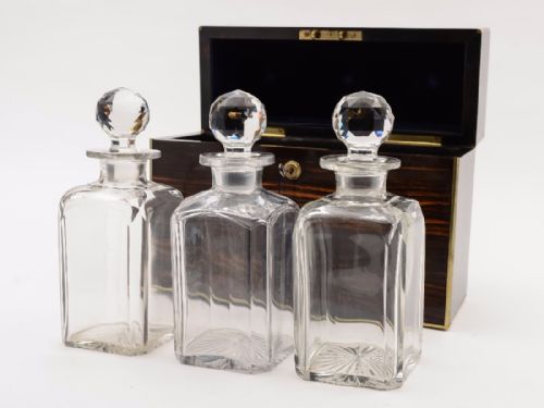 fig 1. Victorian Coromandel Cased Three Bottle Tantalus