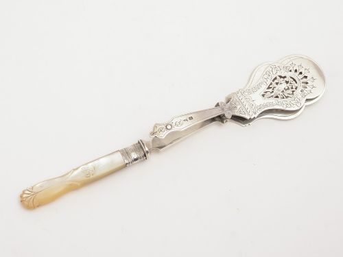 Mop and Silver Serving Tongs, Sheffield 1905