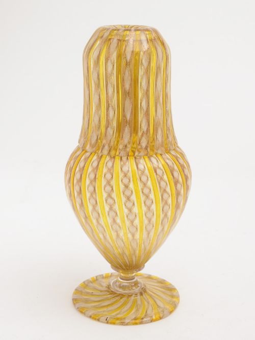 fig 1. Gold Venetian Revival Carafe with Tumbler