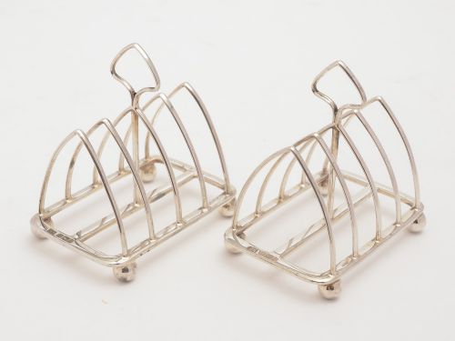 fig 1. Pair of Small Edwardian Silver Toast Racks, Sheffield 1902