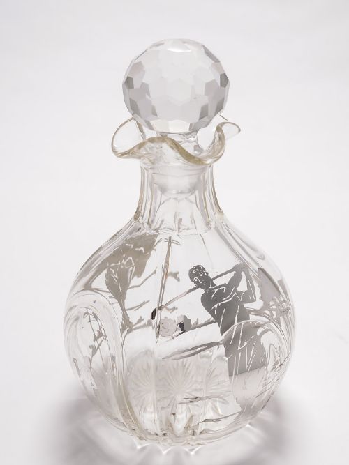 Silver Overlay Golfing Decanter, Circa 1910