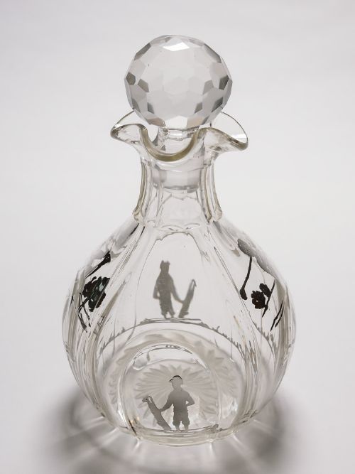 fig 1. Silver Overlay Golfing Decanter, Circa 1910