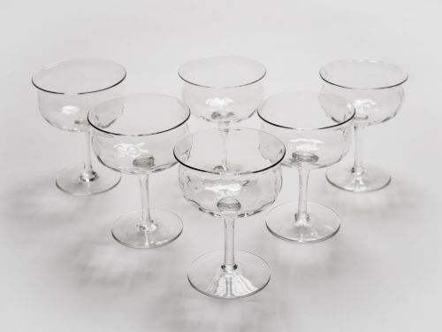 Set of 6 Edwardian Champagne Glasses, Circa 1910