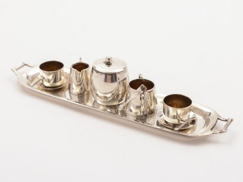 Edwardian Miniature Silver Tea for 2 Set, Birmingham 1905